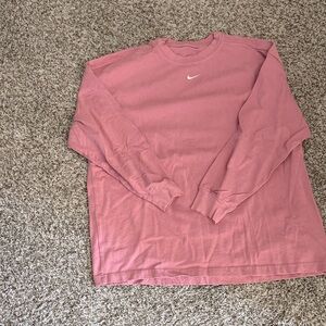 Nike Dusty Rose Long Sleeve Crew with White Swoosh
